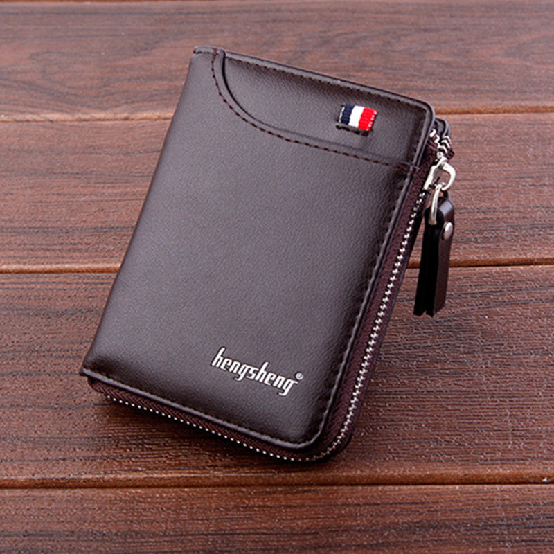 mens short wallet zipper soft leather