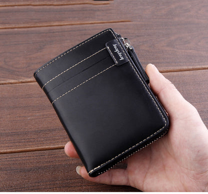 mens short wallet zipper soft leather