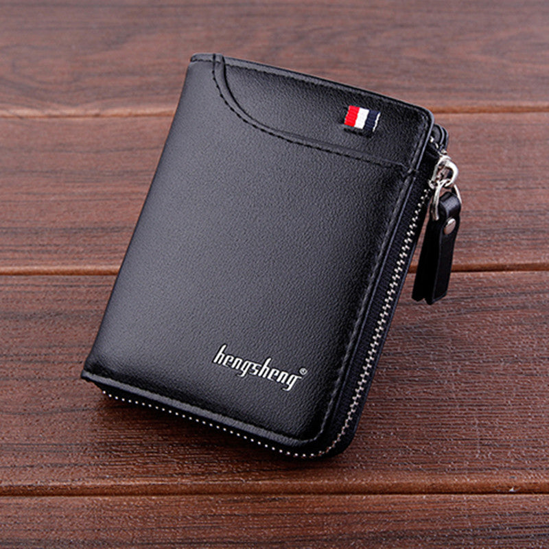 mens short wallet zipper soft leather