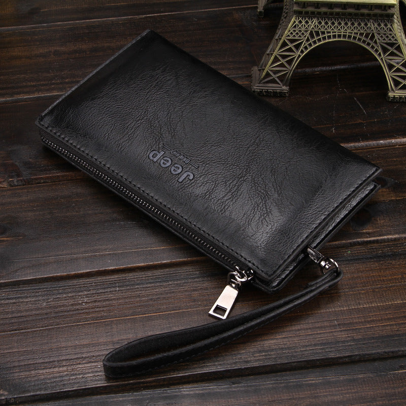 fashion business mens long zipper handbag