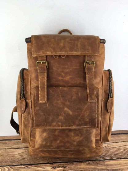 retro crazy horse leather mens backpack male computer bag large capacity 15 6 inch laptop bags genuine leather travel backpacks