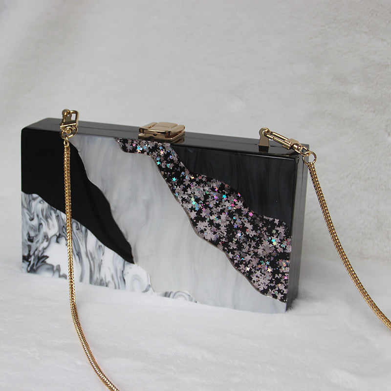 fashion dinner wedding bag black and white sequin clutch