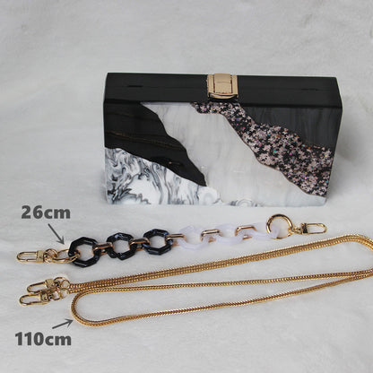 fashion dinner wedding bag black and white sequin clutch