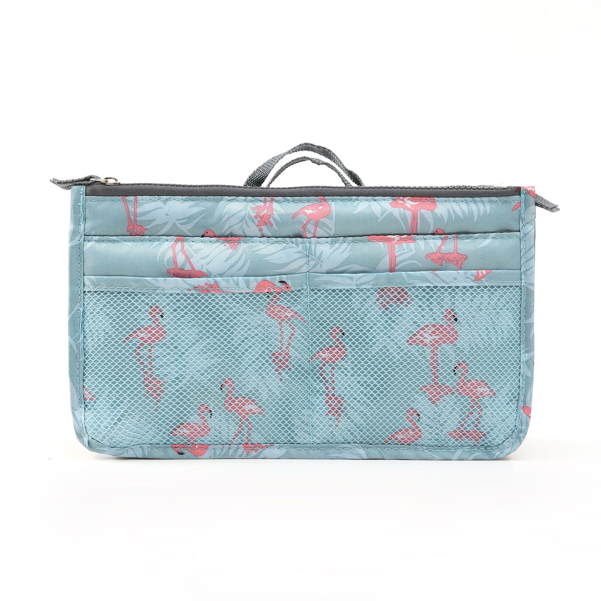 flamingo wash cosmetic bag portable double zipper bag middle bag