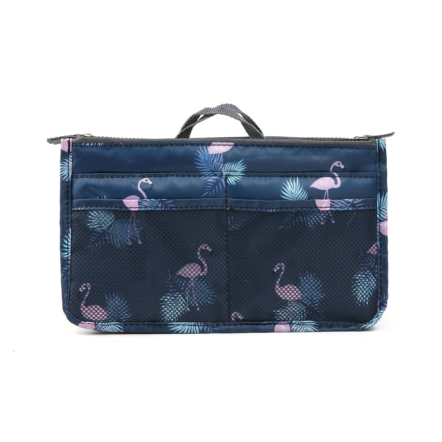 flamingo wash cosmetic bag portable double zipper bag middle bag