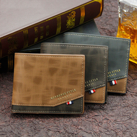 korean style hinge hot stamping print mens wallet short