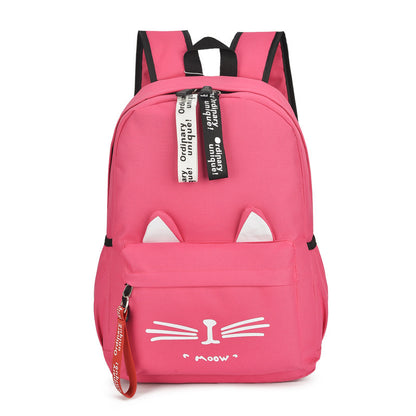 spring new cartoon backpack rucksack female cute cat ears student school bag