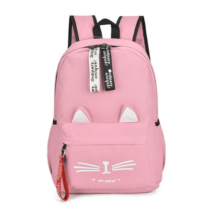 spring new cartoon backpack rucksack female cute cat ears student school bag