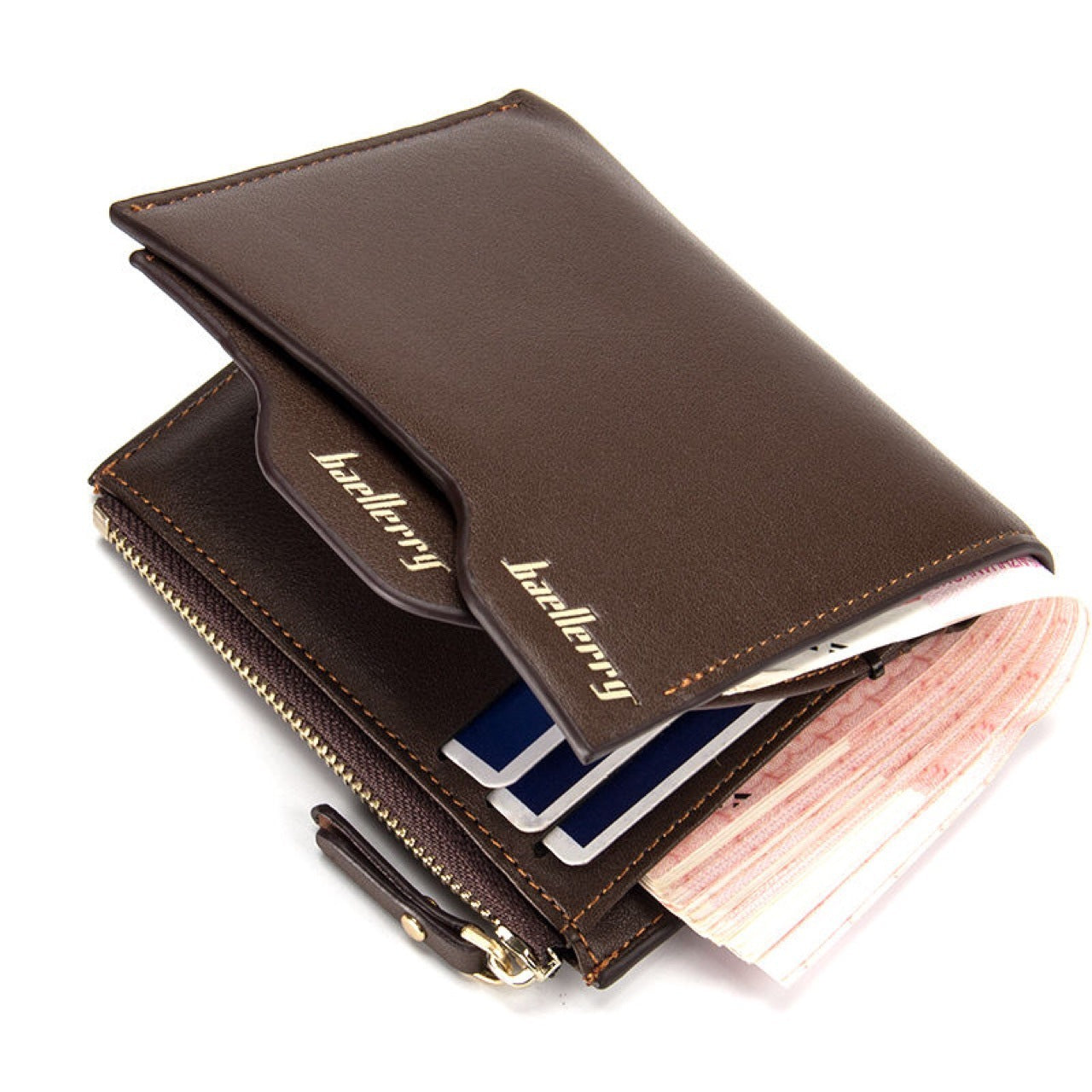 mens multifunction card zipper short wallet