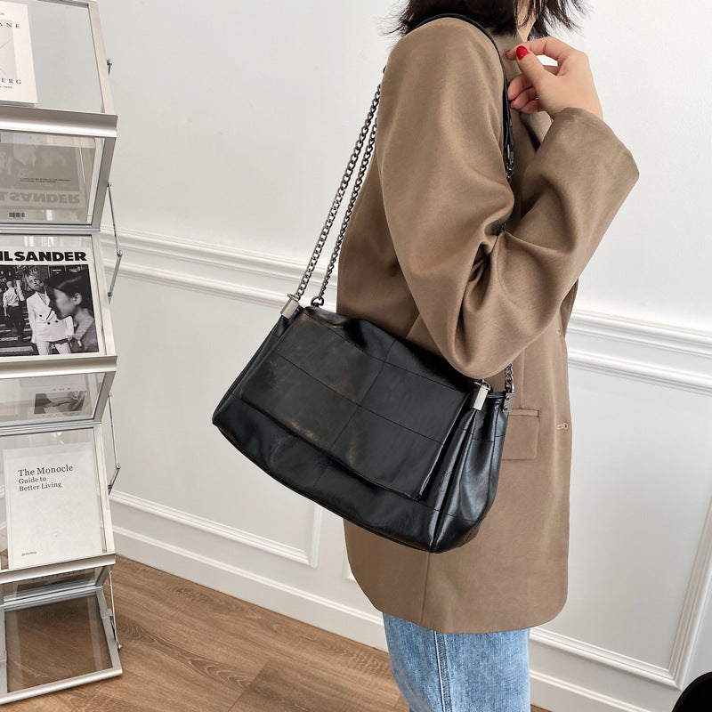 winter new style european and american fashion chain shoulder bag casual soft leather messenger bag