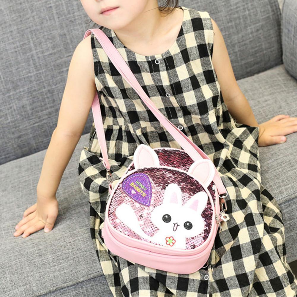 childrens bags girls messenger bags girls cute bunny sequined one shoulder backpack