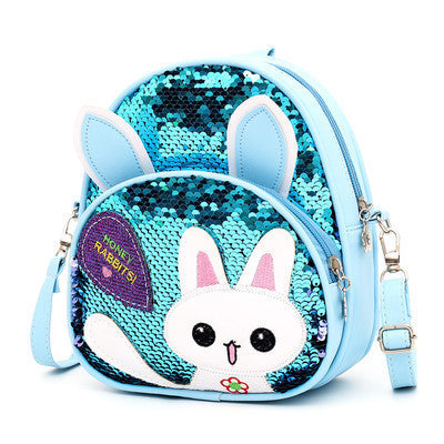 childrens bags girls messenger bags girls cute bunny sequined one shoulder backpack