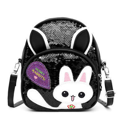 childrens bags girls messenger bags girls cute bunny sequined one shoulder backpack