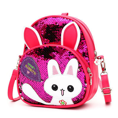 childrens bags girls messenger bags girls cute bunny sequined one shoulder backpack