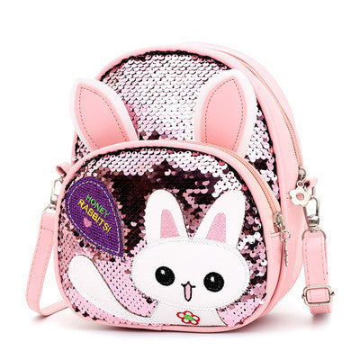 childrens bags girls messenger bags girls cute bunny sequined one shoulder backpack