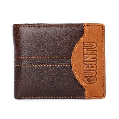 genuine leather men patchwork wallets male purse cowhide