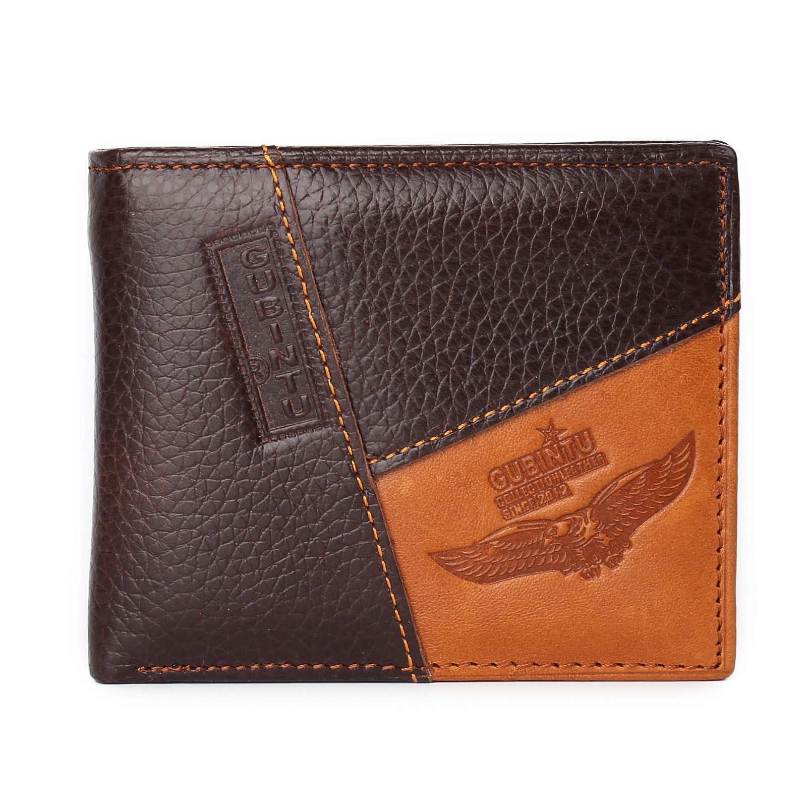 genuine leather men patchwork wallets male purse cowhide