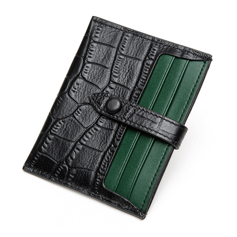 leather card case female small ultra thin credit card holder cowhide pattern ins card case wallet