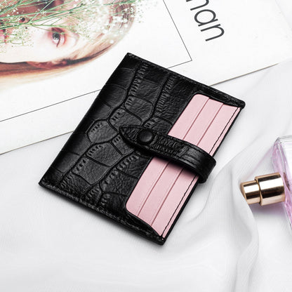 leather card case female small ultra thin credit card holder cowhide pattern ins card case wallet