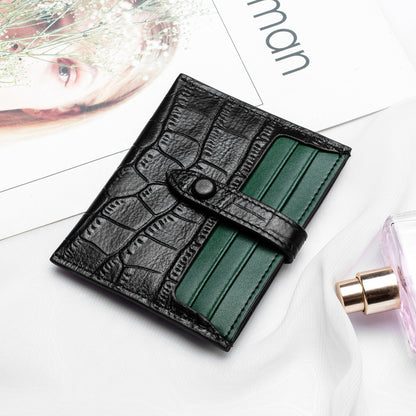 leather card case female small ultra thin credit card holder cowhide pattern ins card case wallet