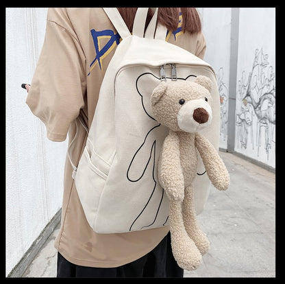 japanese students cartoon bear schoolbag in harajuku