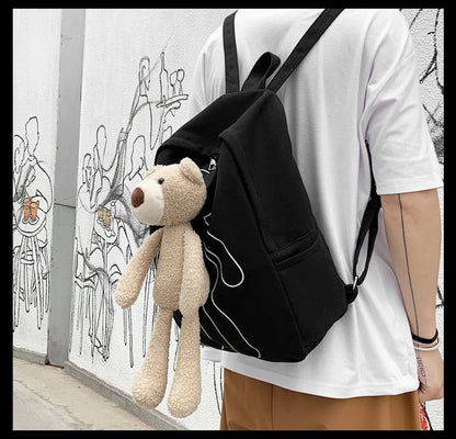 japanese students cartoon bear schoolbag in harajuku