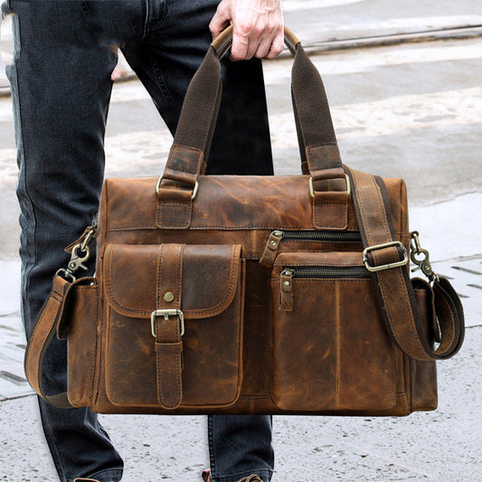 handbag retro first layer leather business travel bag mens leather duffel bag