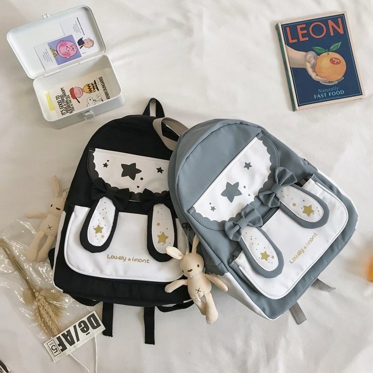 cute bunny ears bowknot backpack student