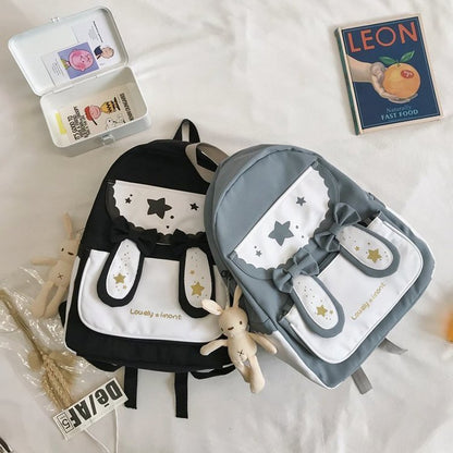 cute bunny ears bowknot backpack student