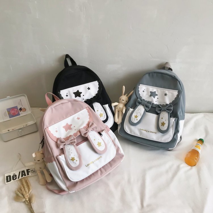 cute bunny ears bowknot backpack student