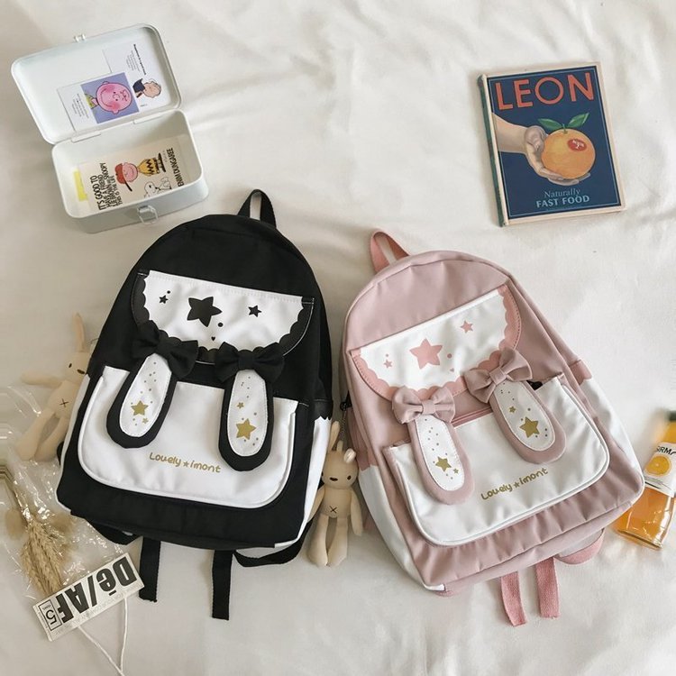 cute bunny ears bowknot backpack student