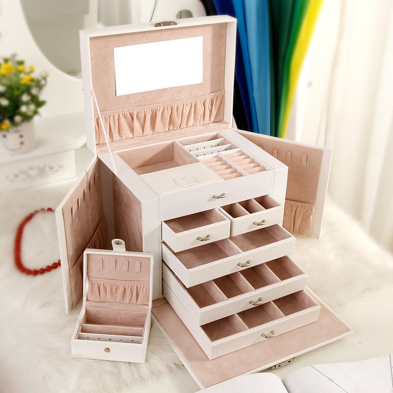 five layer leather cosmetic storage box jewelry multi layer jewelry storage box