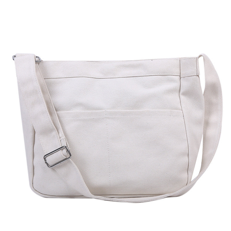 Canvas Shopping Bags Hasp Student Ulzzang BF Solid Book Bag All-Match Large Capacity Crossbody Harajuku Tote-Bags Ins Fashion