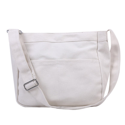 Canvas Shopping Bags Hasp Student Ulzzang BF Solid Book Bag All-Match Large Capacity Crossbody Harajuku Tote-Bags Ins Fashion