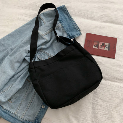 Canvas Shopping Bags Hasp Student Ulzzang BF Solid Book Bag All-Match Large Capacity Crossbody Harajuku Tote-Bags Ins Fashion