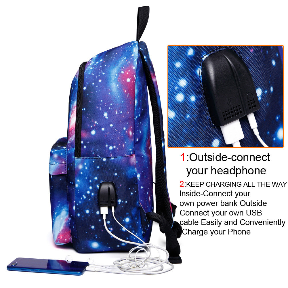 male and female backpack starry sky usb charging middle school student schoolbag