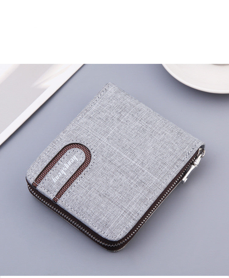 mens short wallet men wallet zipper wallet canvas small wallet multi function dollar multi card slot