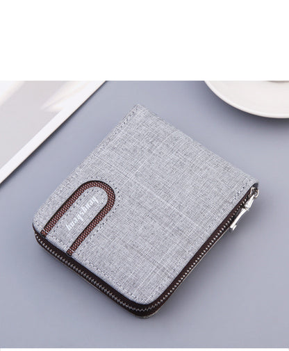 mens short wallet men wallet zipper wallet canvas small wallet multi function dollar multi card slot