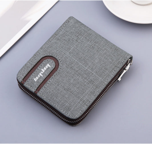 mens short wallet men wallet zipper wallet canvas small wallet multi function dollar multi card slot