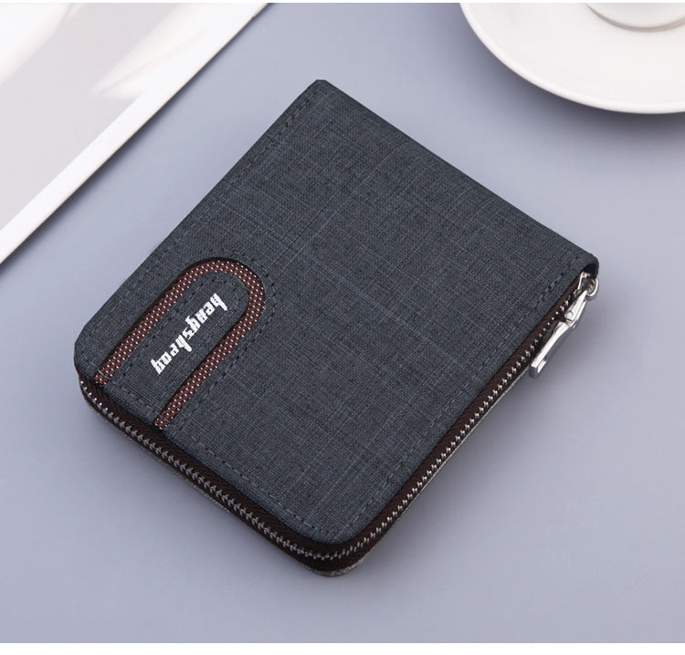 mens short wallet men wallet zipper wallet canvas small wallet multi function dollar multi card slot