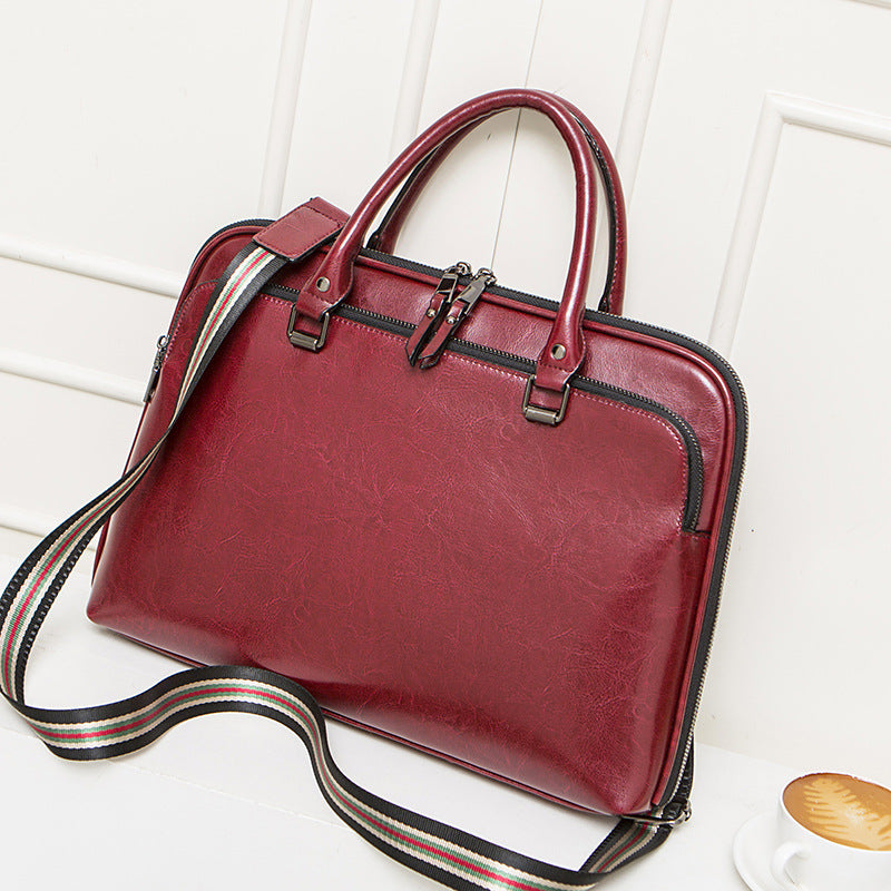 new style cowhide lady briefcase large capacity business handbag a4 document bag computer bag
