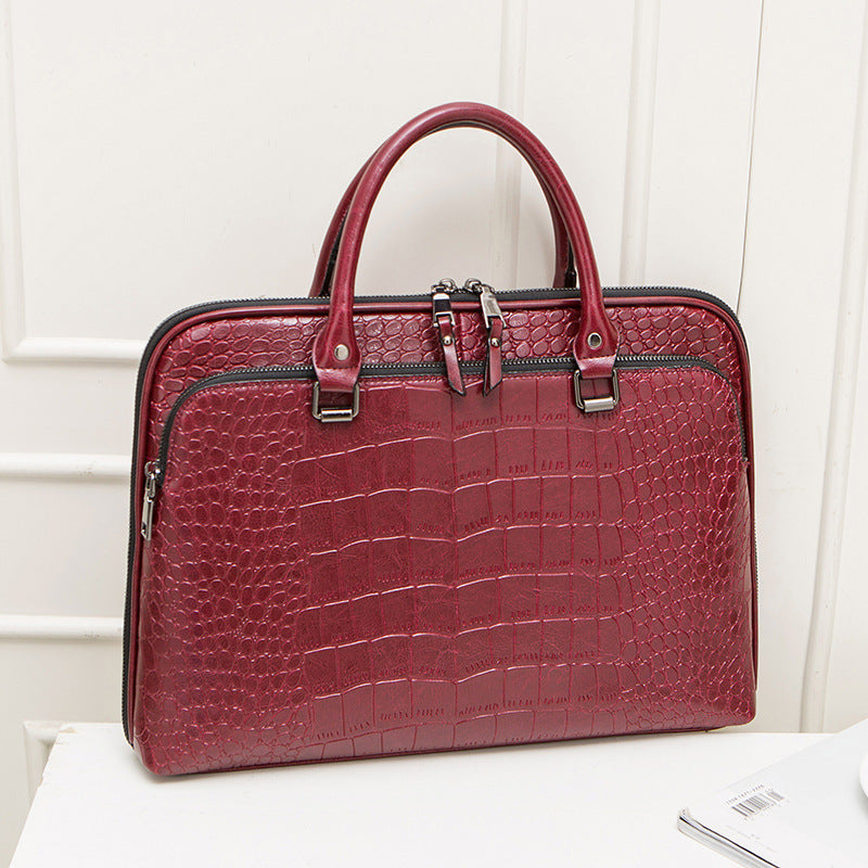 new style cowhide lady briefcase large capacity business handbag a4 document bag computer bag