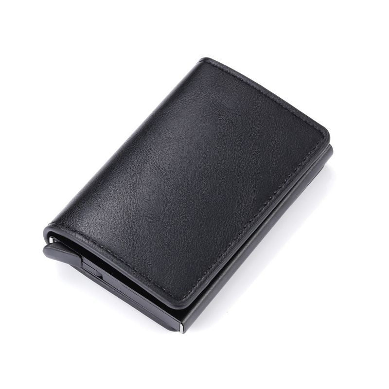 automatic eject card box metal aluminum alloy anti theft swipe wallet card box card for men and women 1