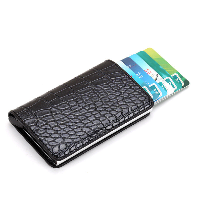 automatic eject card box metal aluminum alloy anti theft swipe wallet card box card for men and women 1