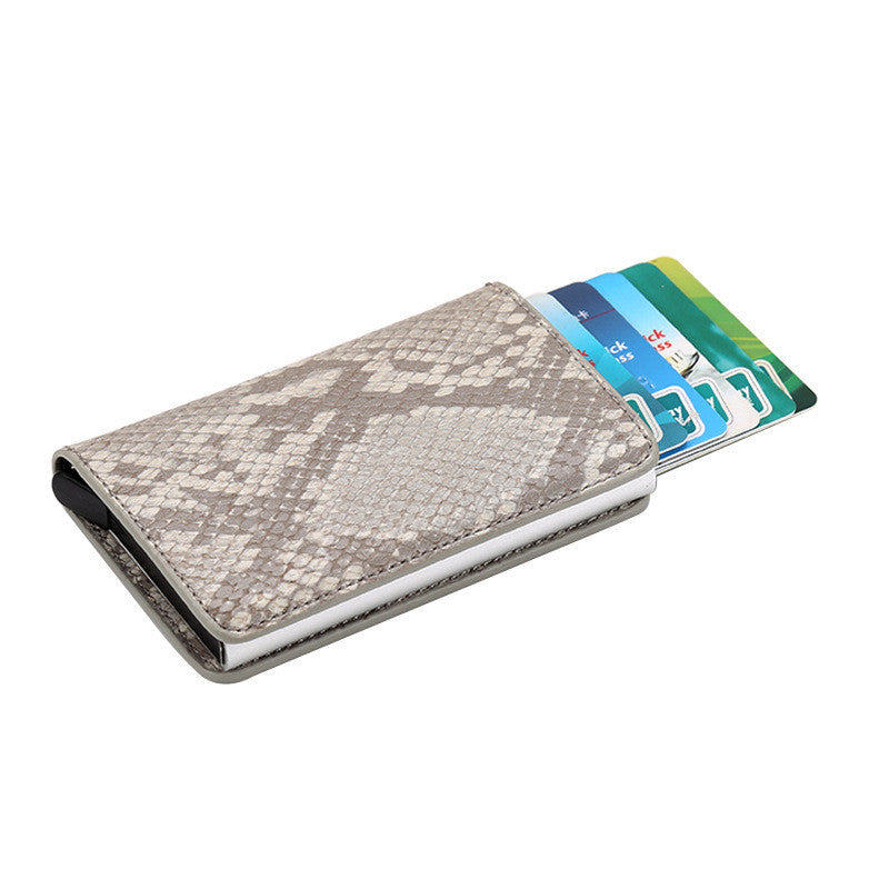 automatic eject card box metal aluminum alloy anti theft swipe wallet card box card for men and women 1