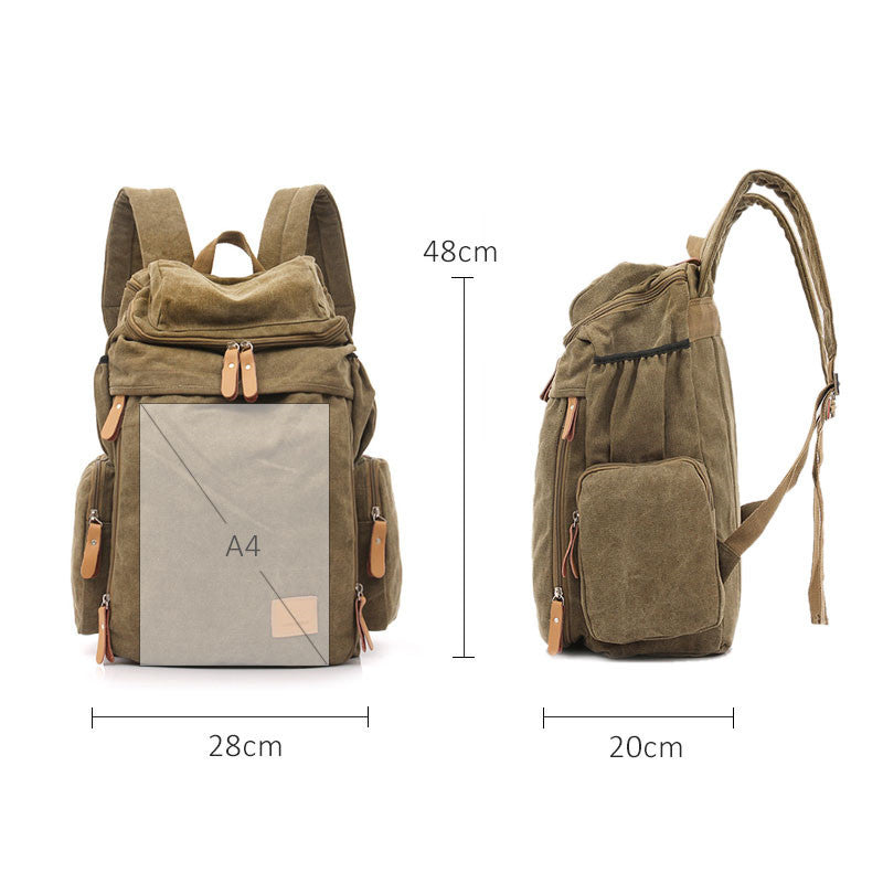 canvas backpack male college style large capacity student school bag