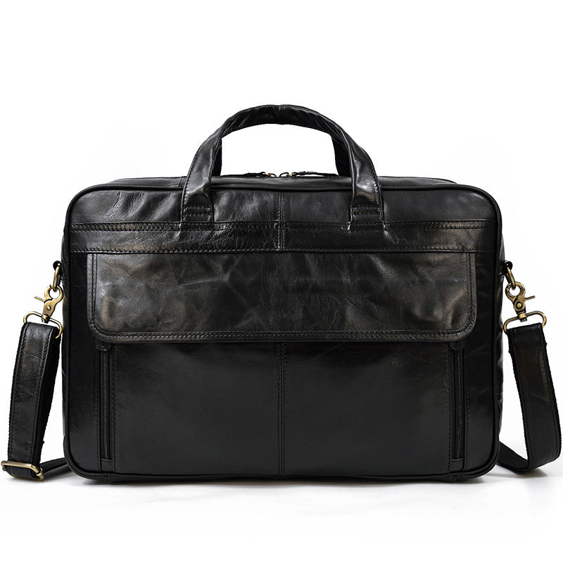 leather mens briefcase retro business handbag