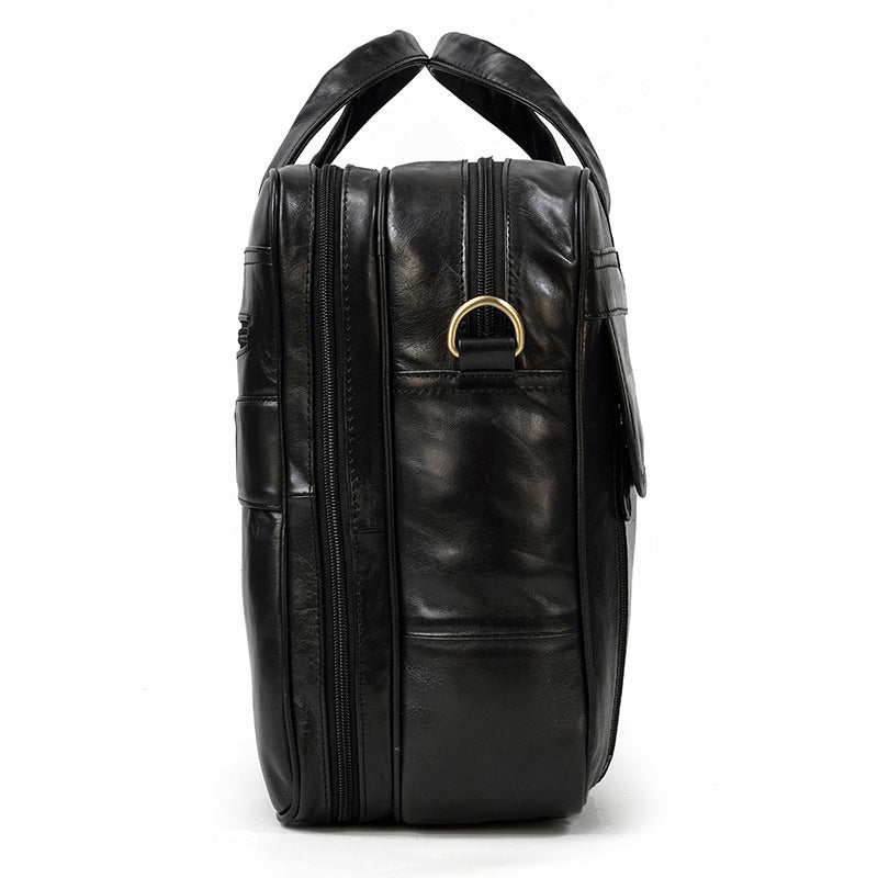 leather mens briefcase retro business handbag