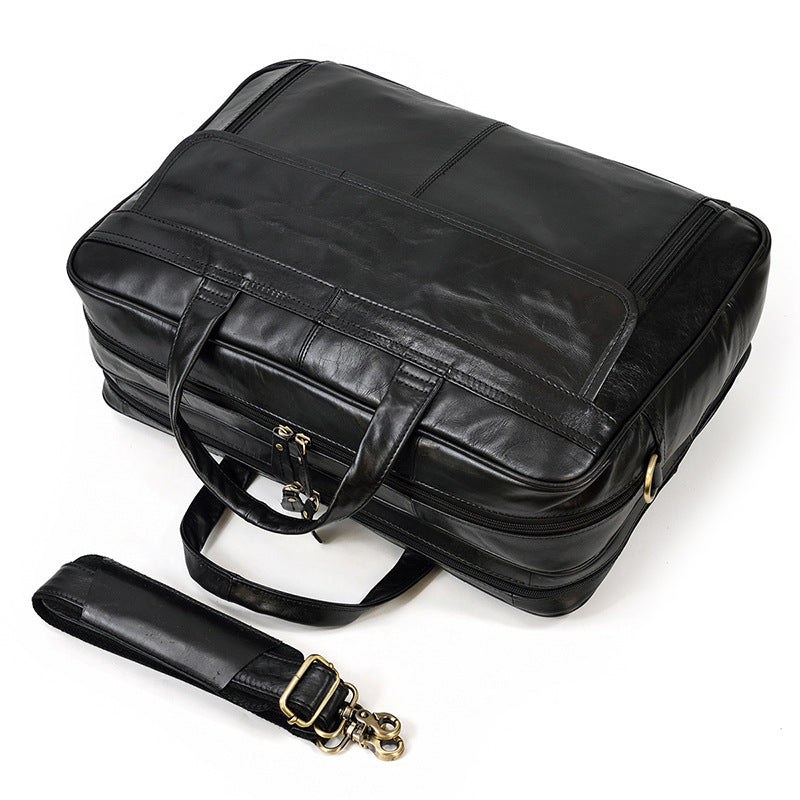 leather mens briefcase retro business handbag