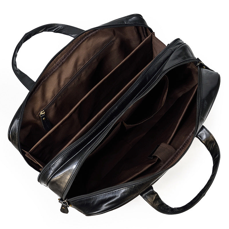 leather mens briefcase retro business handbag